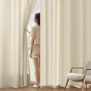 MIULEE Cream Beige Privacy Sheer Curtains That Let Light in 84 Inches Long Non-See-Through Semi Sheer Curtain Light Filtering Window Curtains Drapes for Living Room Bedroom 2 Panels Set