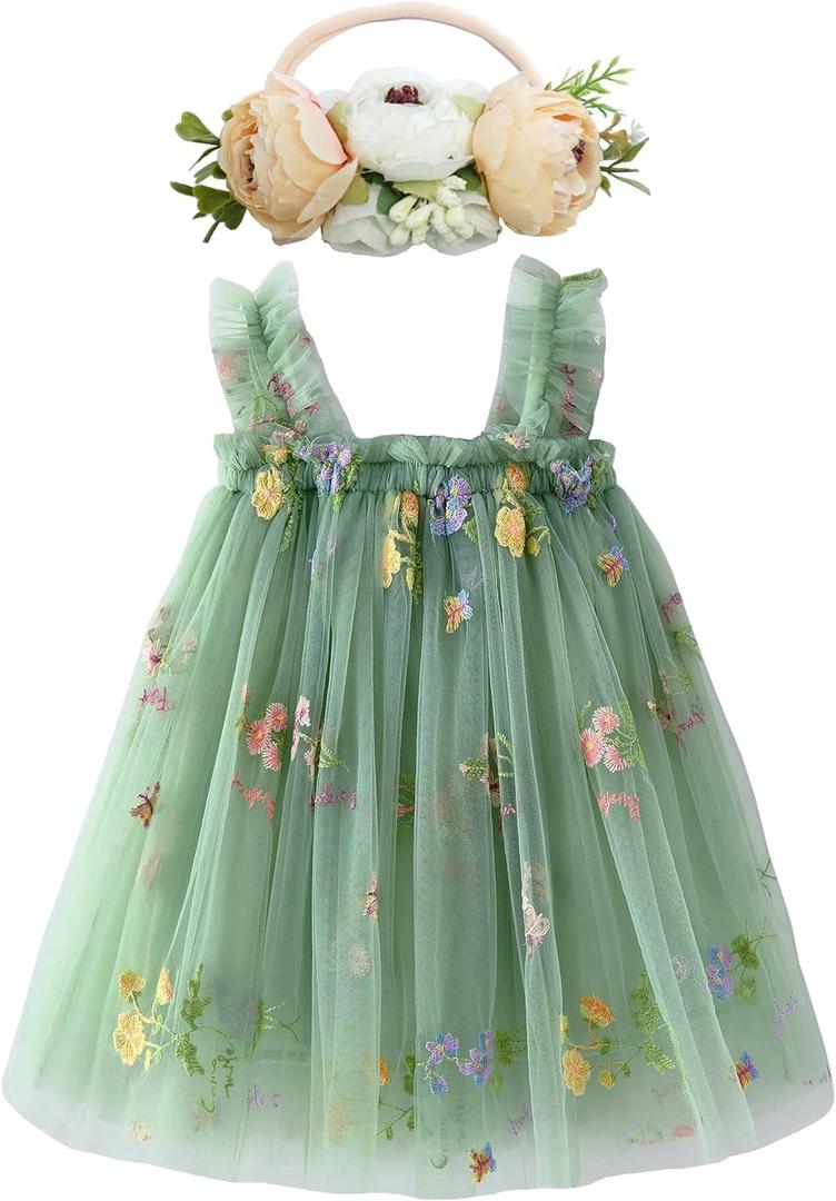 BGFKS Layered Tulle Tutu Dress for Toddler Girls,Baby Girl Rainbow Tutu Princess Skirt Set with Flower Headband. (18 Months)