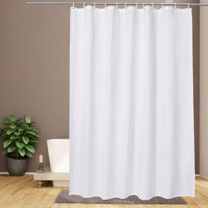 EurCross Solid White Shower Curtain 72 x 72inches Long, Water-Resistant Fabric Shower Curtain Liner for Bathroom