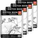 FIXSMITH 9"X12" Sketch Book | 400 Sheets (68 lb/100gsm) Sketchbook| 4 Pack (100 Sheets Each) |Acid Free Drawing Paper | Spiral Bound Sketchpad for Beginners,Artists & Professionals | Bright White (9"x12"-4 Pack)