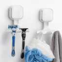 TAILI Suction Cup Razor Holder for Shower Wall 2 Pack, Versatile Suction Cup Hooks for Razor, Towel, Loofah, Squeegee, Cell Phone, Removable Damage-Free Hanging Shower Hook, Shaver Holder, White