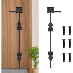 24" Cane Bolt Heavy-Duty Drop Rod for Gate, Heavy Duty Gate Latch for Wooden Fence Metal Gates, Vinyl Fence Gate Land Latch, Floor Latch for Fixing Door to The Ground, Black Coating, 1 Pack