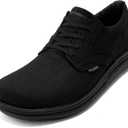 ITAZERO Men's Wide Toe Box Mesh Shoes Business Casual Wide Width Walking Shoes with Arch Support Insole for Plantar Fasciitis (12 Wide, 05 Black Canvas)