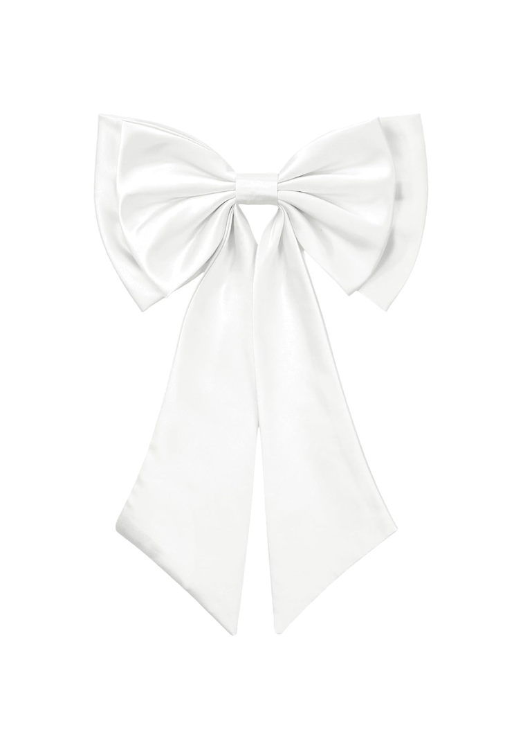 Big Pink Satin Bow for Dresses Women 22'' Large Detachable Dress Bow with Tails Huge Wide Bowknot for Bride Wedding