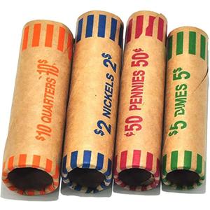 L LIKED 256 Assorted Preformed Coin Wrappers Rolls - Quarters, Pennies, Nickels and Dimes (256Assorted)