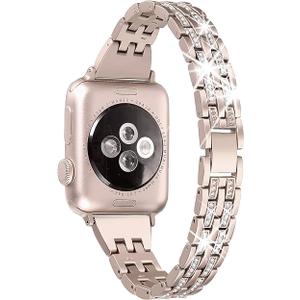 Secbolt Bling Bands Compatible with Apple Watch Band 38/40/41/42 iWatch Series 10, Dressy Jewelry Metal Bracelet Adjustable Wristband