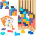 Wooden Stacking Puzzle Toy,3D Colored Wooden Puzzle,Russian Montessori Brain Blocks Puzzles Toys for Boys and Girls,Board Jigsaw Game Toys for Brain Teasers for Toddlers 3-8Years