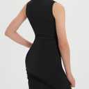 EXARUS Girls Bodycon Ruched Dresses Short Tight Plain Wrapped Fitted Sleeveless Tank Party Casual Mini Dress (Black)