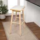 JONATHAN Y Peroni Saddle Backless Bar Stool, 30.5", Light Birch/Cream