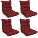 2 Pcs Outdoor Indoor High Back Chair Cushions Pillows Splash Proof Fade Resistant Replacement Patio Furniture Rocking Chair Seat Cushions for Swing Sofa, 42 x 21 x 5 Inches, Burgundy