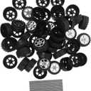 Hemoton Mini Wheels Axle Kit 50pcs Plastic Toys Wheels 25pcs Model Axle DIY Car Craft for Children
