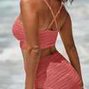 Herseas 2 Piece Bikini Set U-Wire Cutout Popular Swimsuit High Waisted Textured 2026 Summer Beach Swim Bathing Suits (Pink, M)