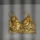 Women's Metallic Crop Tops Shiny V-Neck Tube Bra for Dancing, Raves, Festivals, Costumes, Size Small