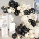 White Sand Black Balloons Arch Kit, 151Pcs Black Cream White and Bobo Balloons Garland 18 12 10 5 inch for Birthday Wedding Bridal Shower Bachelorette Anniversary Party Decorations