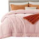 Bedsure Comforter Duvet Insert - Quilted Comforters King Size, All Season Duvet, GentleSoft Down Alternative Bedding, with 8 Tabs, Gifts for Women/Men, Pink, King 90 x 102 Inches