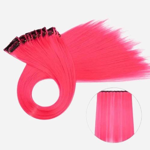 Clip in Hair Extensions 8PCS 23inch Long Straight Synthetic Hairpieces Dark Red Hair Extensions Double Weft Hairpieces for Women Full Head Cosplay Party Wedding Hairpiece