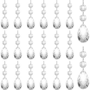 Clear Crystal Teardrop Chandelier Prisms Parts Hanging Galss Crystal Pendants Beads  Set of 32