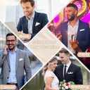 3 x LJBFNN White Pocket Squares for Men 9" Linen Pocket Square with Holder, Cotton Suit Handkerchiefs for Wedding Business (White)