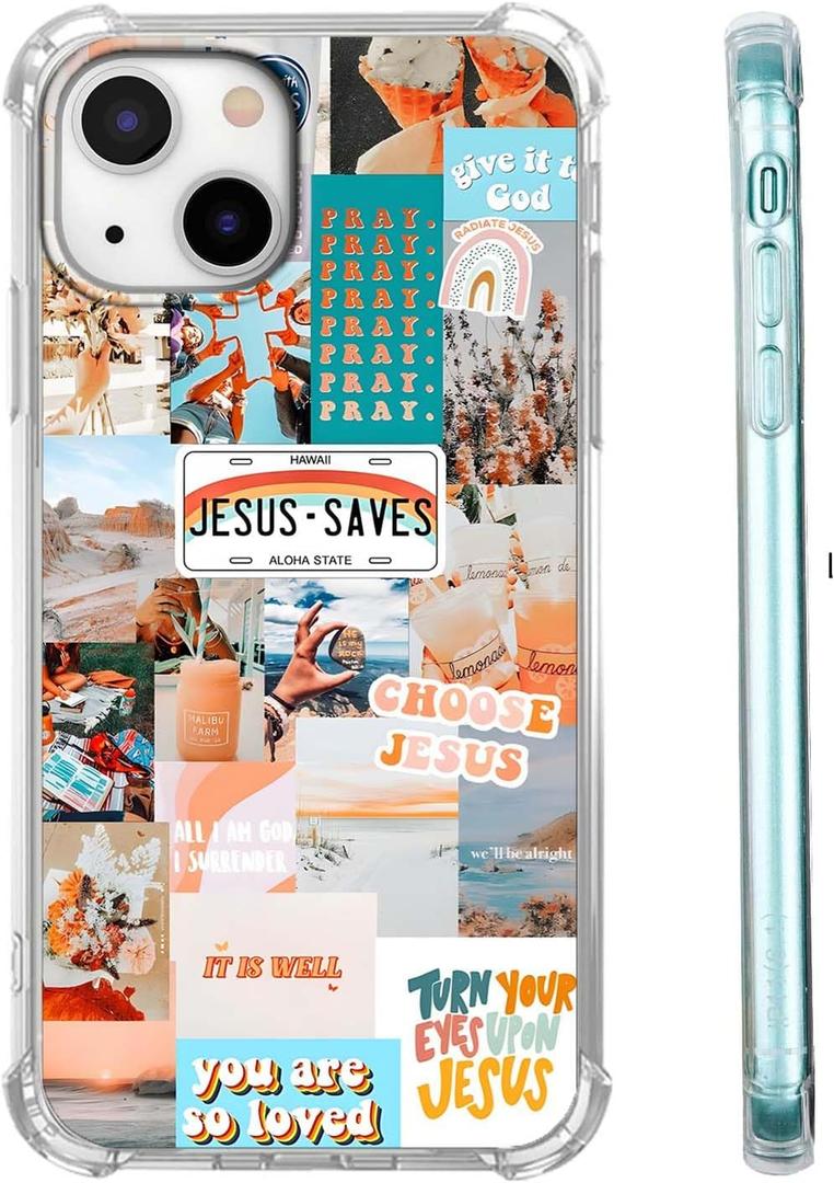 Christian Quotes Case for iPhone 13,Aesthetic Vintage Jesus Bible Verses Pattern Case,Trendy Soft TPU Bumper Case Compatible with iPhone 13