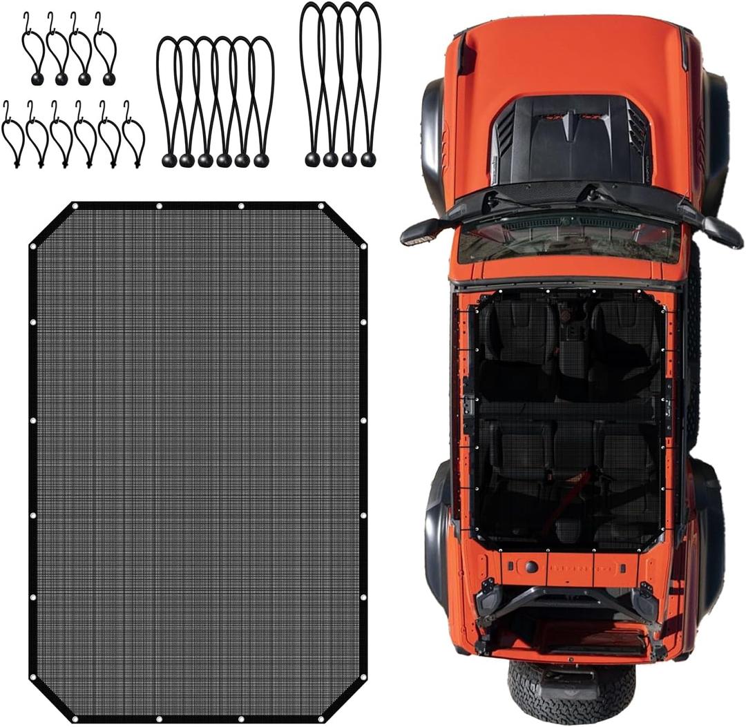 Sunshade for Bronco Accessories Bimini Sun Shade Top, Mesh Sunshade for Bronco 4-Door Blocks UV, Bikini Top Cover for Bronco 2021 2022 2023 2024 2025 2026