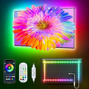 Daymeet TV Led Backlight, 16.4ft ICRGB LED Lights for TV Smart Led Lighting for 65-85inch Monitor, USB Led Lights Behind Backlight Sync with Music, Bluetooth APP Control with Remote (Dreamcolor)