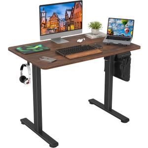 STARY Electric Standing Desk Adjustable Height Sit Stand Home Office Desk with Splice Board (40x24, Rustic Brown Desktop/Black Frame)