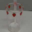 Strawberry Cups 2 Sets with Straws Cute Cups 300ML with Straw Cleaner Brush Cute Strawberry Pattern for Water Juice Milk Coffee Tea2 Sets