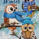 Covido Owls Winter Garden Flag, Animals Yard Decor, Christmas Snow Farmhouse Outdoor Small Decor Double Sided 12x18