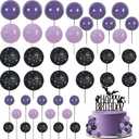 BEISHIDA 42 Pcs Cake Topper with Mini Balls, Halloween Cake Toppers, Cake Decorations for Halloween Birthday Party, Wednesday Theme Party Decor (Black, Purple)
