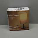 ZJOJO Table Lamp for Bedroom Set of 2, Bedside Small Lamps with 3 Way Dimmable Rocker Switch and AC Outlet, Nightstand Desk Lamp with Flaxen Fabric Shade Black Base for Living Room Home Decor Lights (14.5inch)