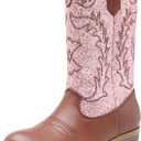 DREAM PAIRS Cowgirl Cowboy Western Boots Girls Mid Calf Riding Shoes, Size 12