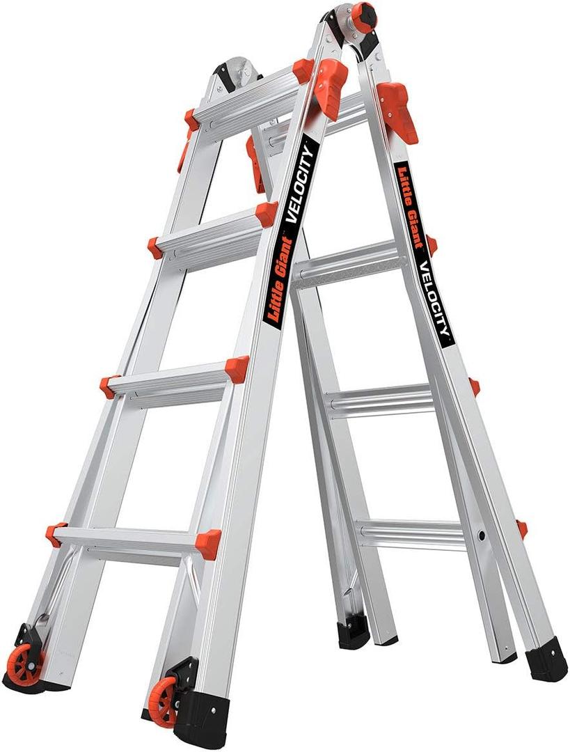 Little Giant Ladders, Velocity with Wheels, M17, 17 Ft, Multi-Position Ladder, Aluminum, Type 1A, 300 lbs Weight Rating, (15417-001)