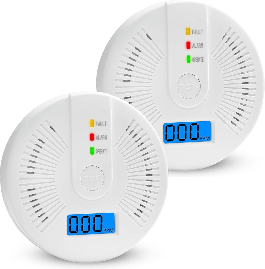 Carbon Monoxide Detector,Carbon Monoxide Alarm With LED display, CO Alarms Monitor for Home Safety,Comply with EN50291 Standard (AA Battery NOT Included) (white)