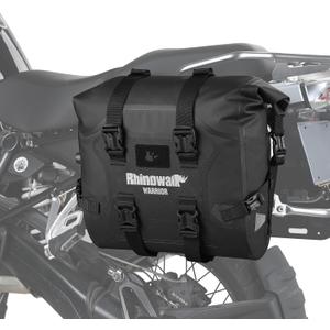 Rhinowalk Motorcycle Saddle Bag Waterproof Side Bag 24-42L, PVC Roll-Top Side Luggage with Magnetic Closure, Lightweight Rear Rack Pannier Bag with Reflective Logo (Black, 1pair), 48L