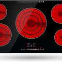 Electric Cooktop 36 Inch, ECOTOUCH Built-in Electric Cooktop 5 Burner Stove Top, 36" Radiant Stovetop with Kid Safety Lock, Timer, 9 Heating Level, 9600W, 220-240V for Hard Wire