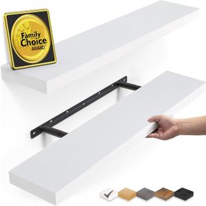 BAYKA Floating Shelves, 22.5 inch Rustic Wood Wall Mounted Shelves for Bathroom, Bedroom, Living Room, Kitchen & Office, Hanging Display Shelf with 22 lbs Capacity (White) (C. White - Modern Minimalist Style) BAYKA Floating Shelves, 22.5 inch Rustic Wood Wall Mounted Shelves for Bathroom, Bedroom, Living Room, Kitchen & Office, Hanging Display Shelf with 22 lbs Capacity (White) (C. White - Modern Minimalist Style)