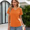 YUCOLEN T Shirts for Women Soft Short Sleeve V Neck Basic Tees Cotton Blend Breathable UPF 50+ Tops for Summer Spring (Orange, M)