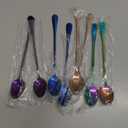 8 Pieces Long Handle Tea Spoon Stainless Steel Coffee Mixing Spoons Teaspoon for Mixing, Cocktail Stirring, Coffee, Milkshake, Cold Drink, 7.48 Inch (Popular Style)