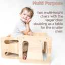 Montessori Weaning Table and Chair Set - Solid Wooded Toddler Table - Cube Chairs for Toddlers - Real Hardwood - Kids Montessori Furniture (Classic,  Medium, Small)