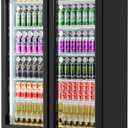 Beverage Cooler Commercial Refrigerator 30.3 Cu.Ft. Glass Door Display Refrigerator with LED Light, 10 Shelves, Display Commercial Beverage Refrigeratorfor Restaurant Cafe Bar Store (30.3 Cu.Ft.)