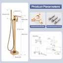 Free Standing Tub Faucet, Floor Mount Bathroom Tub Filler, Single Handle Freestanding Bathtub Shower Faucets with Handheld Sprayer, Brushed Gold