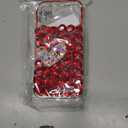 Changjia for iPhone 17 Pro Max Glitter Bling Case,Cute Luxury 3D Sparkle Heart Crystal Rhinestone Diamond Shiny Gemstones with Lanyard Wrist Strap Women Girls Phone Case for iPhone 17 Pro Max 6.9",Red