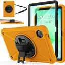 ZtotopCases for Samsung Galaxy Tab A11+ Plus/A9+ 11-Inch 2025/2023, Shockproof Hard Duty Case with Screen Protector+360 Rotating Hand Strap&Stand+Shoulder Strap for Tab A11+/A9 Plus Tablet, Orange