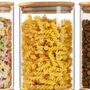  2 Pack Glass Storage Jar with Bamboo Lid, 23.7 FL Oz Kitchen Glass Food Storage Containers for Candy, Coffee Tea Beans, Oats,Flour, Grains