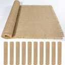 10 Pack 13 x 72 Inch Tassel Burlap Table Runners,Natural Rustic Jute Table Runner and Placemats Bulk for Western Wedding Table Decorations,Farmhouse Style Party,Holiday,Kitchen Table Decor Cover