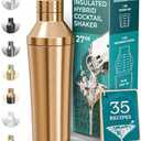 BARE BARREL Insulated Cocktail Shaker Set | Double Wall Stainless Steel | Martini Shaker for Home Bar Bartending | Built-in Drink Measure System & Strainer, Travel Bag, Recipes | Gift Set (Copper)