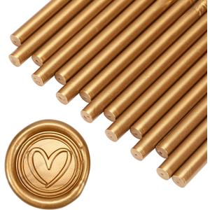 Yoption 15 Pieces Antique Gold Glue Gun Sealing Wax Sticks for Wax Seal Stamp, Great for Wedding Invitations, Envelopes, Cards, Christmas Gift Ideas, Wine Packages (Antique Gold)