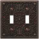 Amerelle 65TTDB Filigree Wallplate, 2 Toggle, Cast Metal, Aged Bronze, 1-Pack