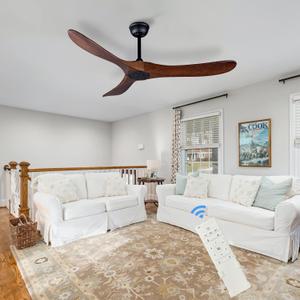 52" Bedroom Ceiling Fan, 3 Blade Ceiling Fan With Remote Control, Ceiling Fans Without Lights,2 Downrods, Reversible DC Motor 22W Quiet Energy Saving