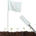 50Pack White Marking Flags, JIZHGRAD 15x4x5 Inch Marker Flags Use for Yard & Lawn, Boundary & Dog Training, Survey & Landscape, Sprinkler & Surveyor, Garden & Construction, High Visibility, Sturdy, Versatile, UV & Weather Resistant
